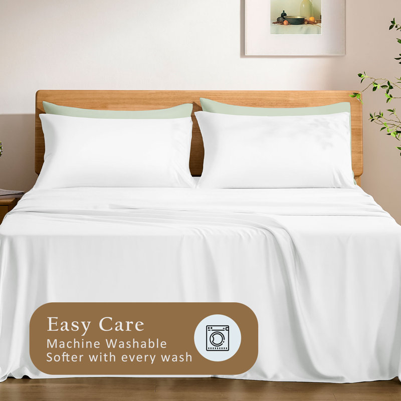 TOSMO Bamboo Viscose Pillow Case 2 Pack Breathable & Cooling, Classic White, Standard Pillowcase Pack