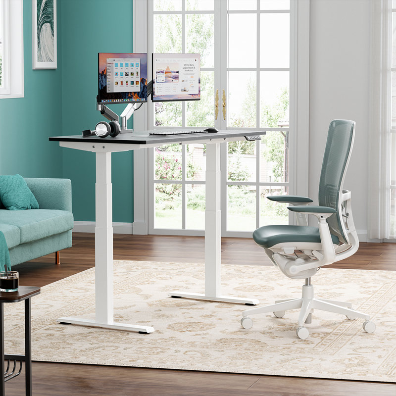  Bureau debout de qualité supérieure, Noir, H 49,3 po x l 48 po x P 24 po, Blanc