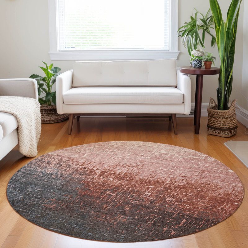 Sorella Orange Washable Indoor-Outdoor Rug - , 8' x 8'
