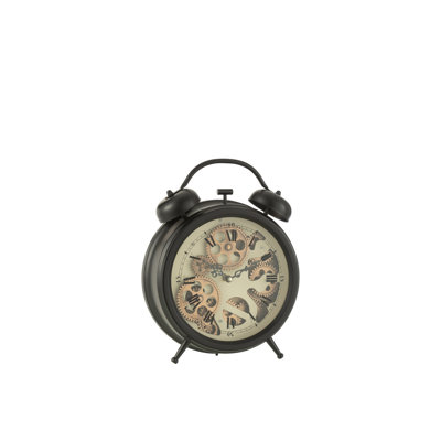 Roman Numeral Mechanical Alarm Clock in Black