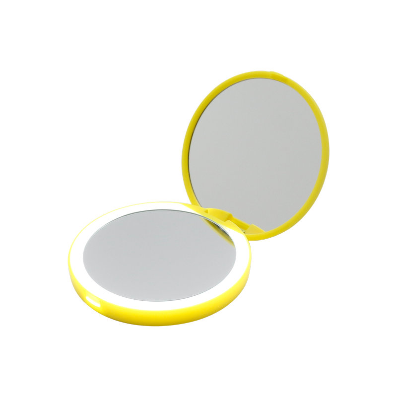 Miroir Aurora avec base de chargement sans fil et bande lumineuse à DEL réglable, Jaune