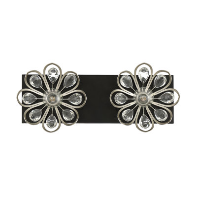 Éclairage pour meuble-lavabo de salle de bain 2 lumières Poppy en noir mat avec accents laiton chaud