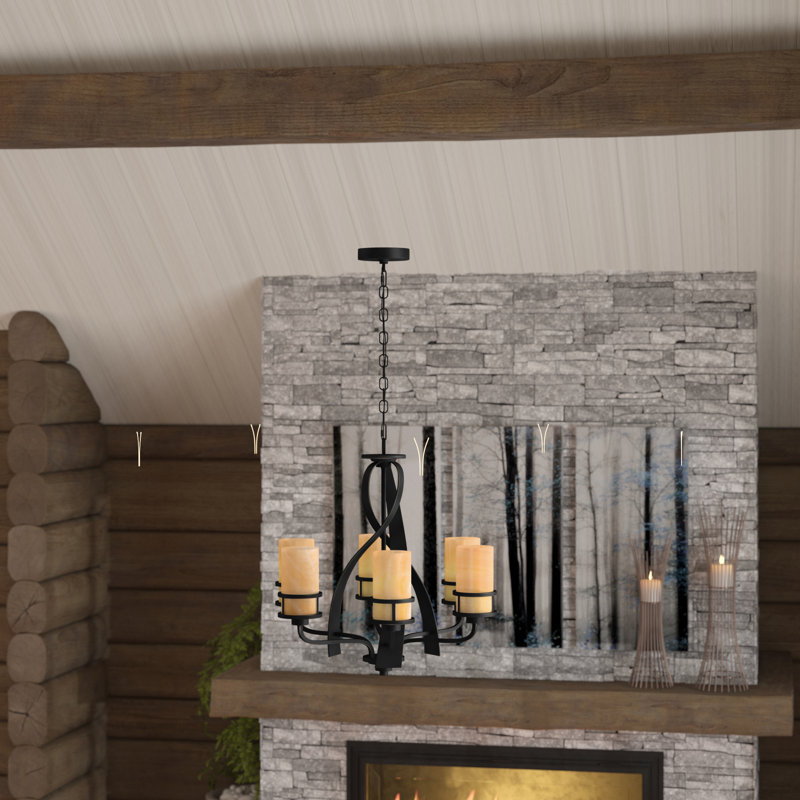 Lustre traditionnel à 6 lumières avec abat-jour Colby, Bronze impérial