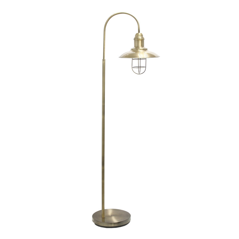 Edison Adjustable Antique Brass Floor Lamp with Cage Shade