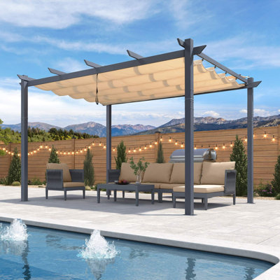 13 Ft. W X 10 Ft. D Aluminum Pergola with Canopy