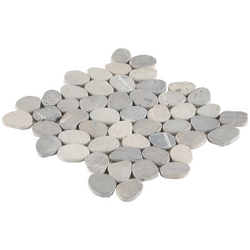 Nature Round Lovina Pebble Mosaic Tile, Pram Gray