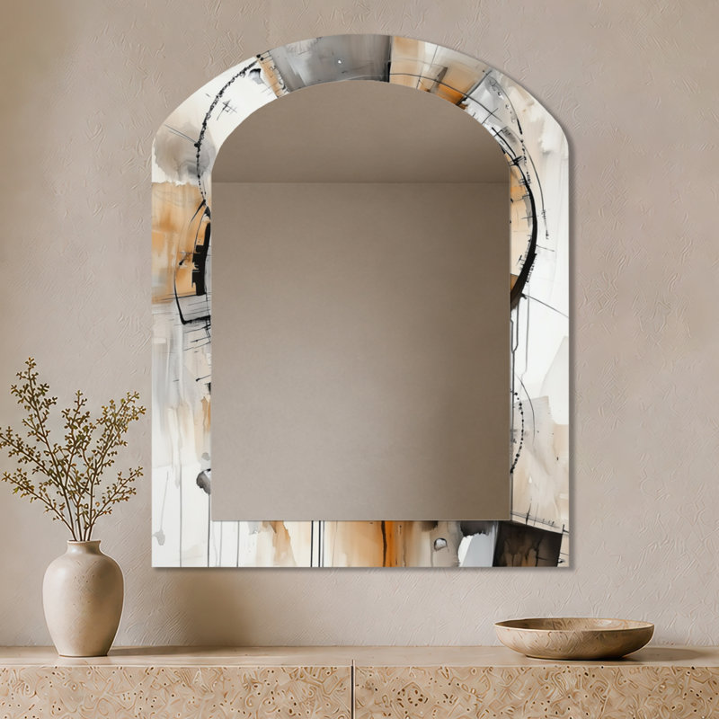 Miroir mural Modern Modern - Spirale fracturée d'éléments en cuivre, imprimé sur métal, 43" x 33"
