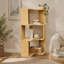Bibliothèque d'angle modulaire en bambou avec structure ondulée et bords de sécurité arrondis pour des solutions de rangement polyvalentes-1743710744