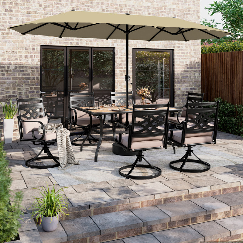 Leonard 6 - Person Patio Dining Set with Rectangular Table , Cushions Included