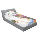 Ensemble de draps fleurs et feuilles avec un papillon à poils longs