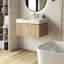 Meuble-lavabo mural pré-assemblé en contreplaqué avec lavabo, tiroir et porte-266529819