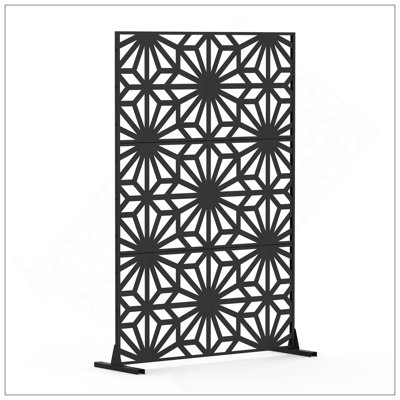 Metal Sun Flower Privacy Screen, Freestanding Indoor Outdoor Decorative Panels For Balcony, Patio, And Garden