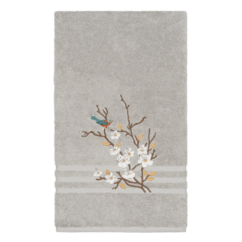 Spring Time Turkish Cotton Midweight Bath Towel, Light Gray