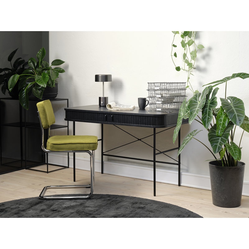 Teneasha Oval Writing Desk, Black Oak