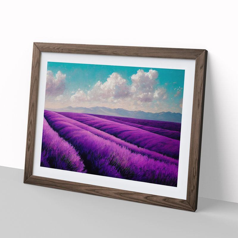 Astonishing Lavender Flower Field - Single Picture Frame Print, Walnut Framed, 25cm H x 34cm W x 2cm D
