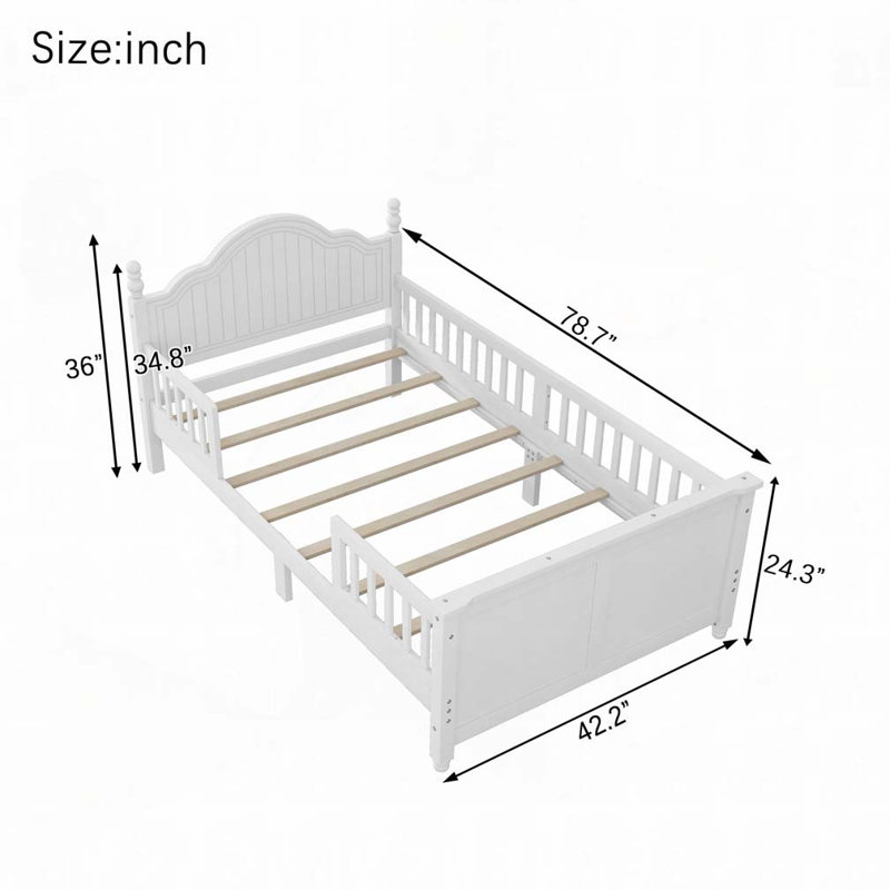 Lit plateforme simple en bois avec tête et pied de lit, Simple, Blanc