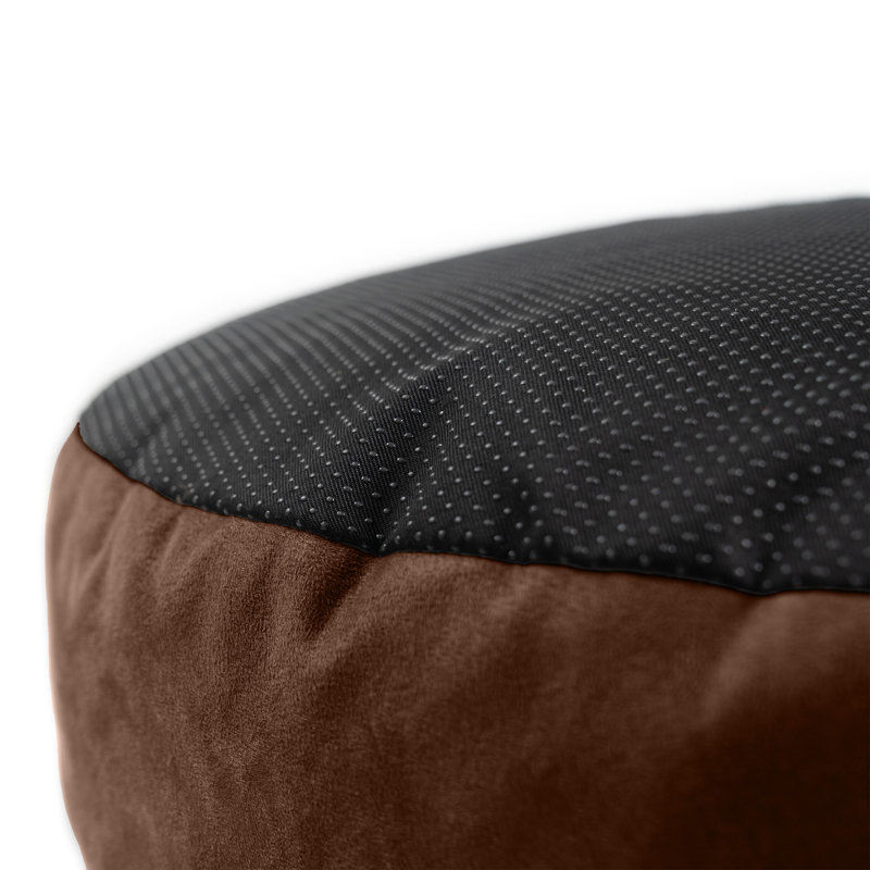 Lit pour chien Robbi rond pour petits, moyens et grands chiens, Grand (H 10,5 po x l 48 po x P 48 po), Caramel / chocolat