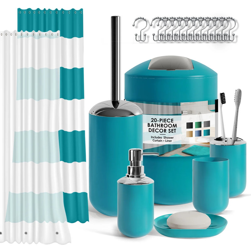 Caleidh Bathroom Accessory Set, Teal