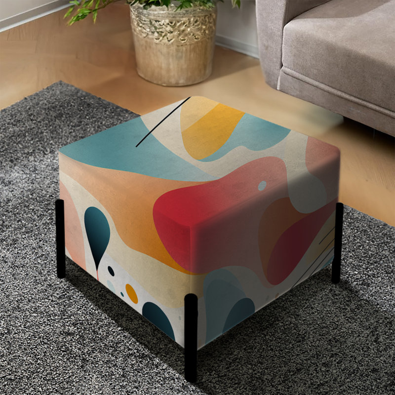 Minimalist Abstraction - Geometric Square Ottoman