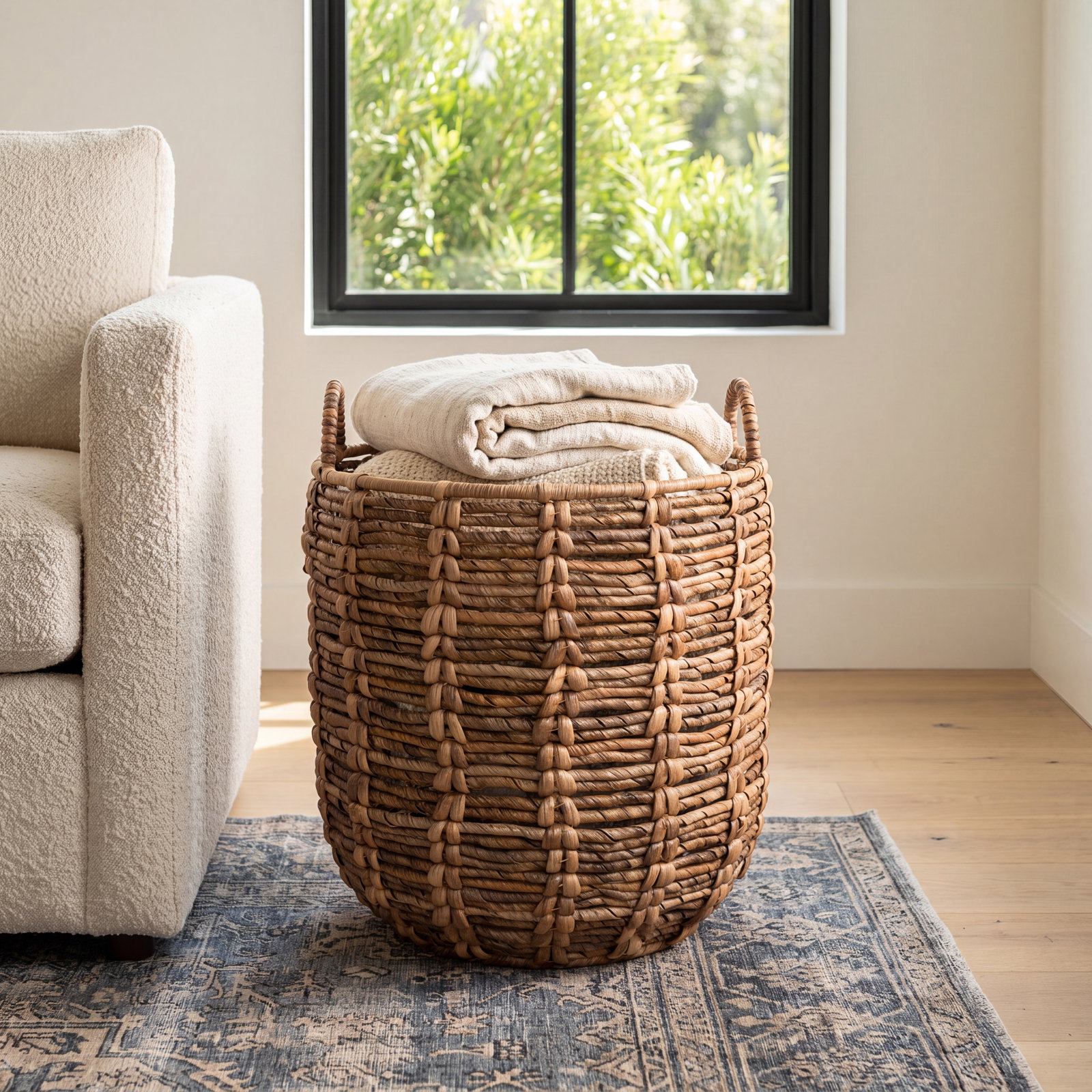 Kei Handmade Wicker Basket With Handles 1, Natural
