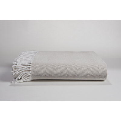 Herringbone Throw w/Fringe White/Taupe