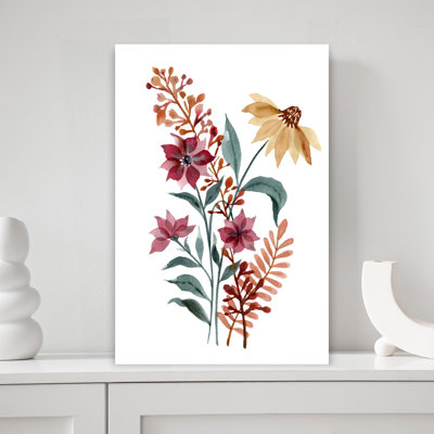 Autumn Watercolor Blooms Delicate Rustic Abstract Autumn Flower Wall Art