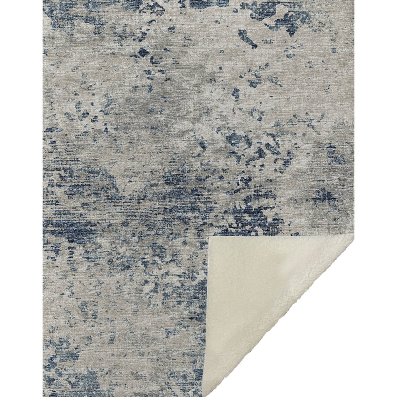 Addison Machine Washable Sherpa Soft Abstract Throw Blanket, Blue