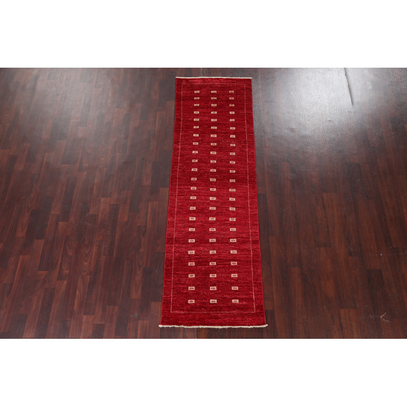 Gabbeh Kashkoli One-of-a-Kind 2'6" X 8'2" Runner Wool Area Rug in Red