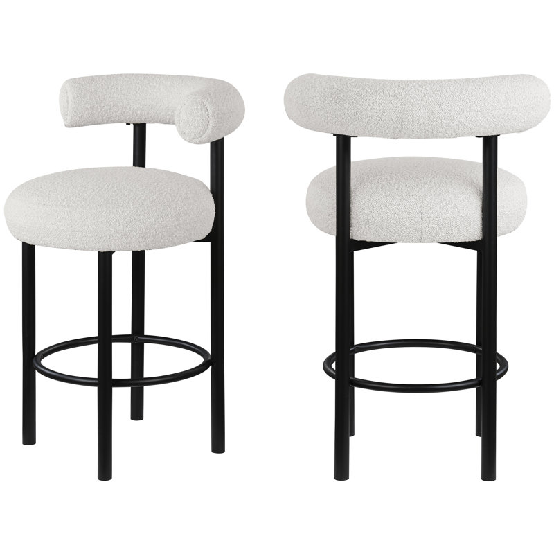 Bordeaux 26.5" Counter Stool, Cream Boucle Fabric