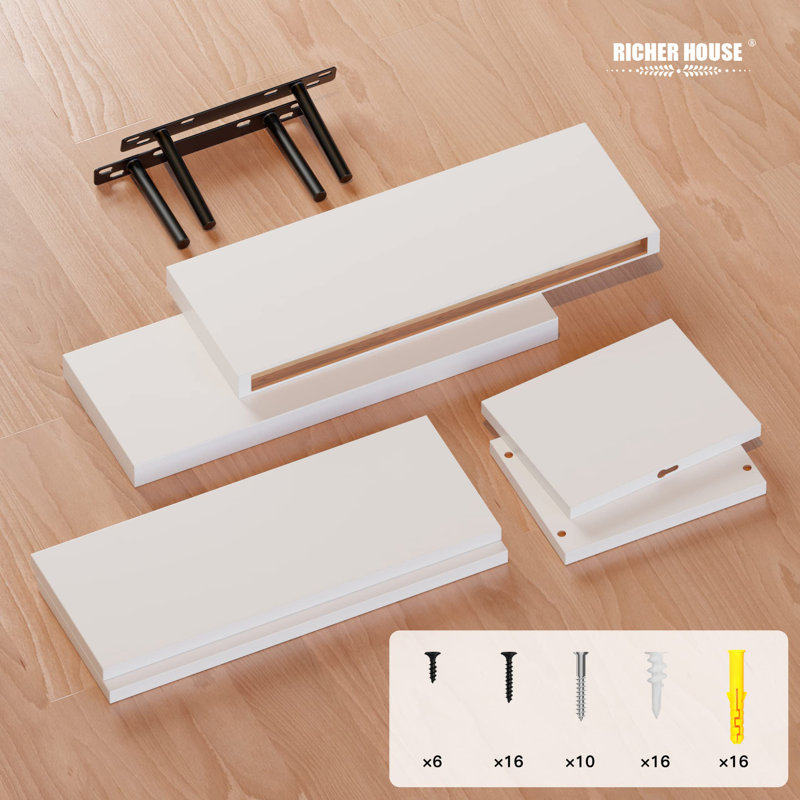4 Piece Floating Shelf, White