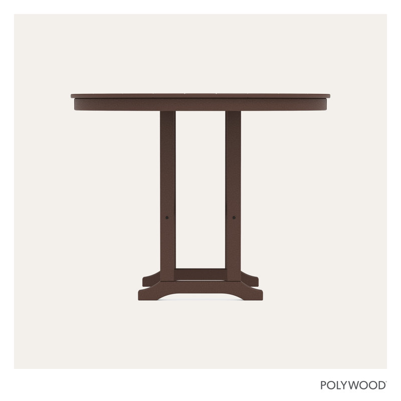 POLYWOOD Round Farmhouse Counter Table, Mahogany, 48"