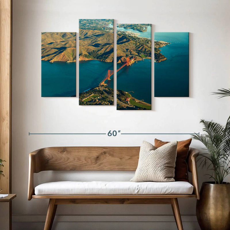Vue aérienne du Golden Gate Bridge, H 32 po x l 52 po