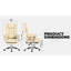 Fauteuil de bureau en cuir avec repose-pieds - Rotation à 360° - Inclinable et ergonomique - Beige - Respirant - Idéal pour le travail