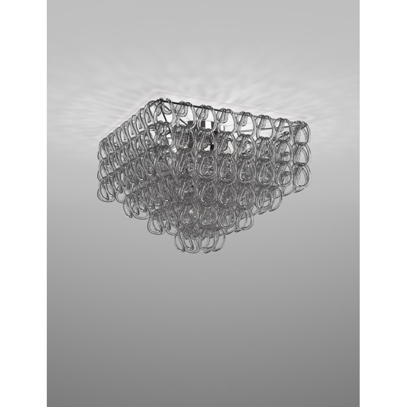 Giogali Ceiling Lamp 65Q Crystal Transparent Matt Bronze 1 E26 Ul, Crystal Smoky, Glossy Chrome