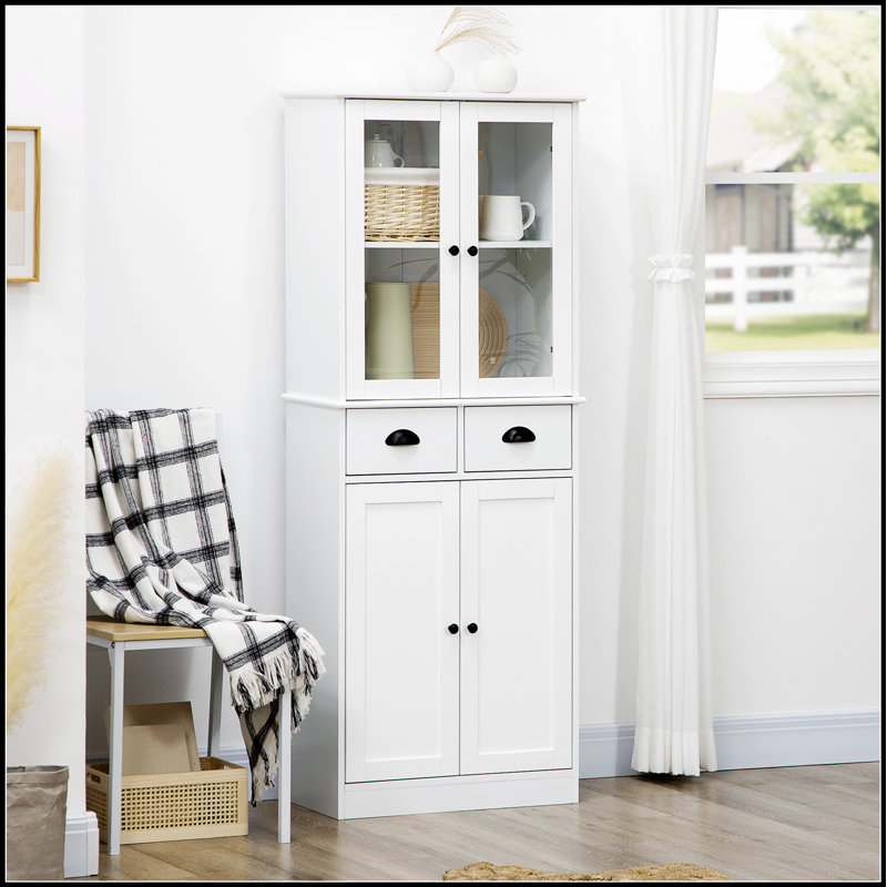 Garde-manger autoportant avec portes à fermeture douce, tablettes réglables et tiroirs pour un rangement et un style améliorés