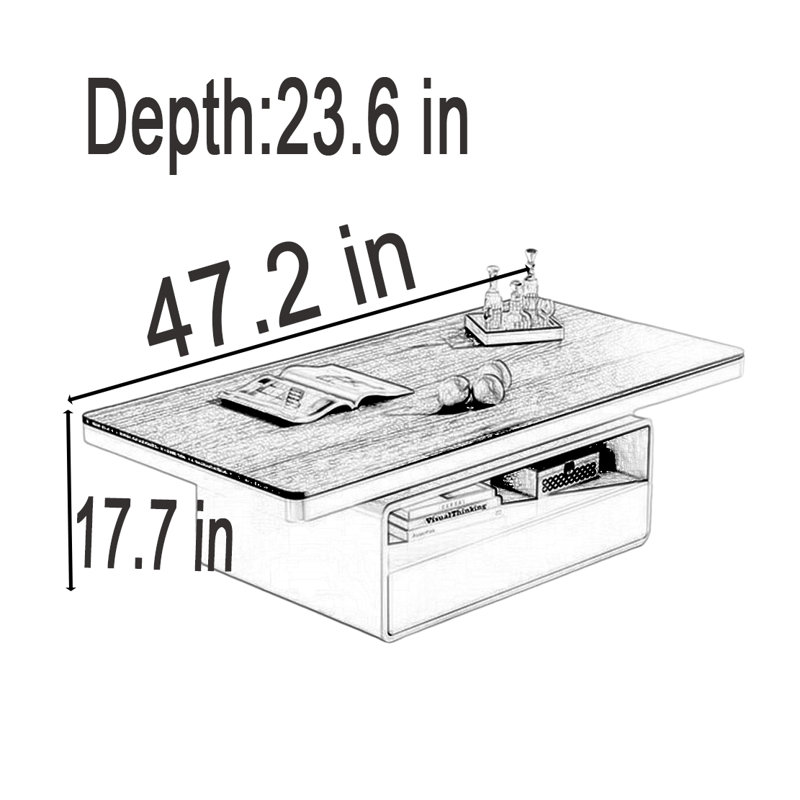 Table basse Luxury, H 17,7 po x L 47,2 po x l 23,6 po