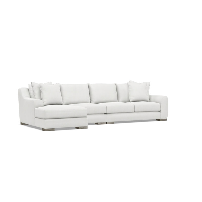 Sectional, White Polyester Blend, 35" H x  135" W x 63.5" D, Left Hand Facing