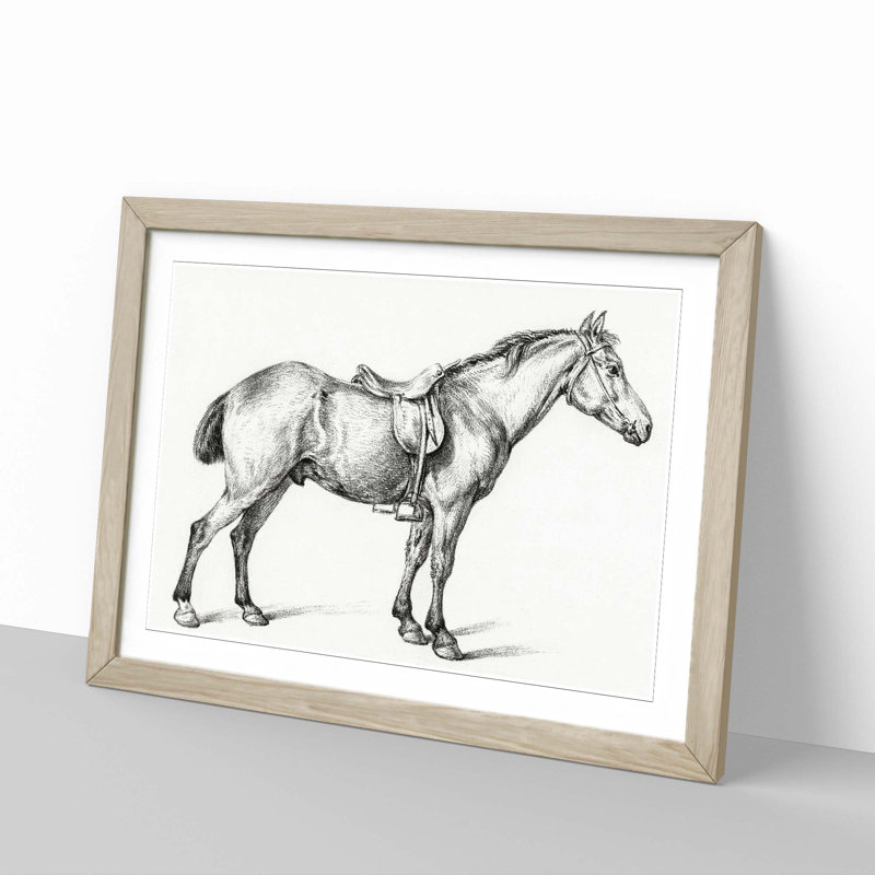 Horse with a Saddle by Jean Bernard - Framed Print, 48cm H x 65cm W x 2cm D, Oak Framed