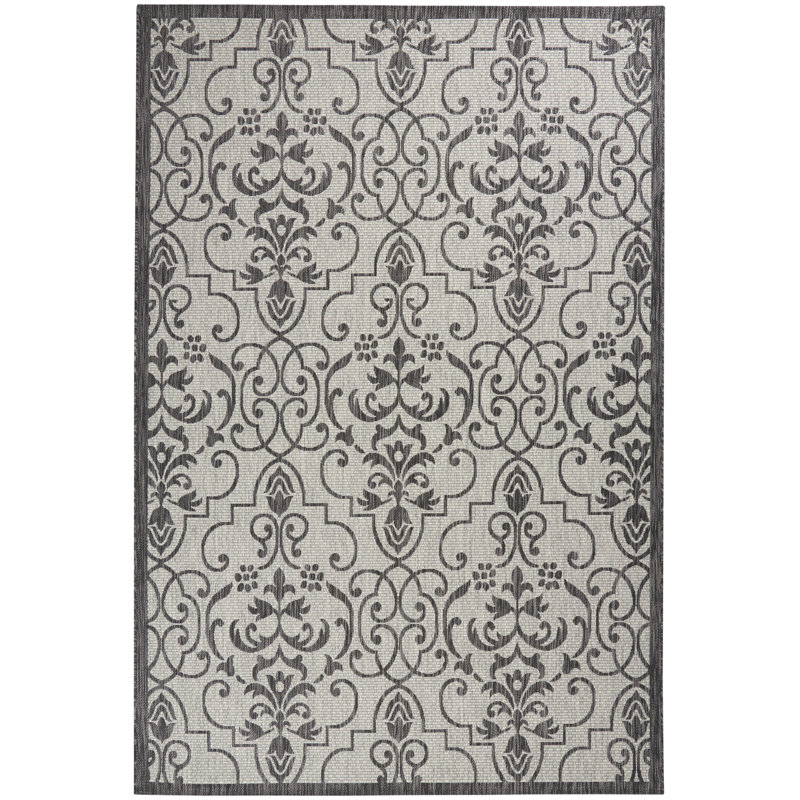 Girraj Floral Indoor / Outdoor Rug, Rectangle 6' x 9'