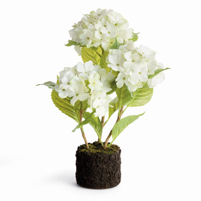 Hortensia Drop Realistic Faux Hydrangea Drop-In 18 in. in White