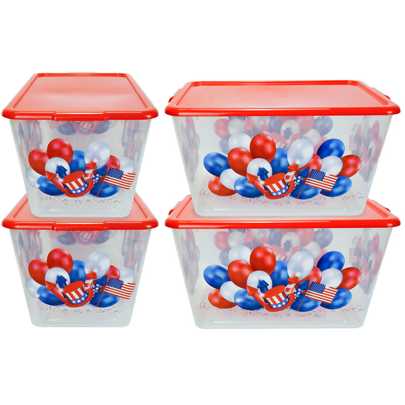 Sacs de recyclage 14,5 gallons SimplyKleen, paquet de 4 | Robuste et étanche | Conception patriotique rouge, blanche et bleue pour le 4 juillet, poubelle et bac de recyclage