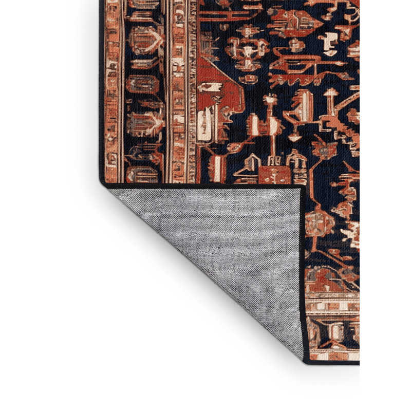 Machine Washable Persian Brown Area Rug, Round 3'