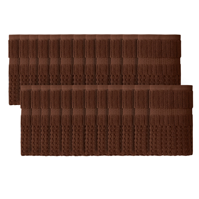 Ensemble de serviettes à main 24 pièces Willow - 100% coton peigné, 630 g / m² de qualité supérieure, chocolat, ultra doux et très absorbant
