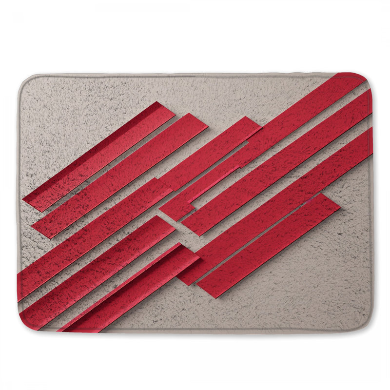 Tapis de bain à lignes géométriques rouges, L 24 po x L 17 po
