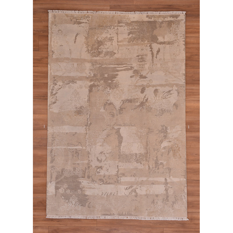 Tapis en laine beige noué à la main Original Original