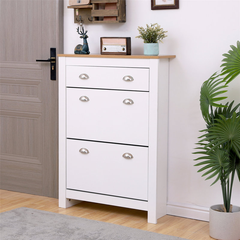 12 Pair Shoe Storage Cabinet, White