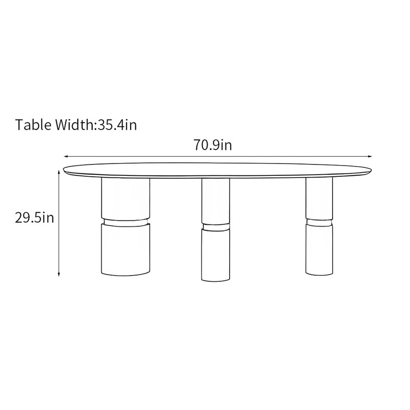 Table de salle à manger haut de gamme légère et luxueuse, H 29,5 po x L 70,9 po x l 35,4 po