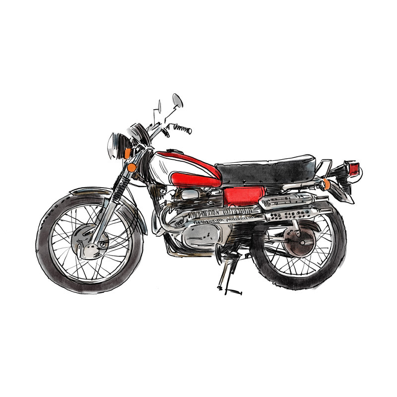 Two Wheels II by Annie Warren - Wrapped Canvas Painting, 30cm H x 46cm W