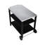 Chariot de barbecue extérieur à 3 niveaux avec plateau en acier inoxydable, table de préparation de barbecue mobile sur roulettes, barre de service roulante pour patio et cour arrière, support de four à pizza noir, rouille, grand espace de rangement, lisse