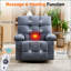Fauteuil inclinable massant et pivotant avec vibration et chauffage lombaire, confort surdimensionné pour adultes, capacité de 350 lb, port USB et poche latérale